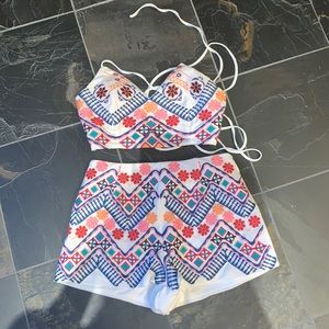 Embroidered two piece set